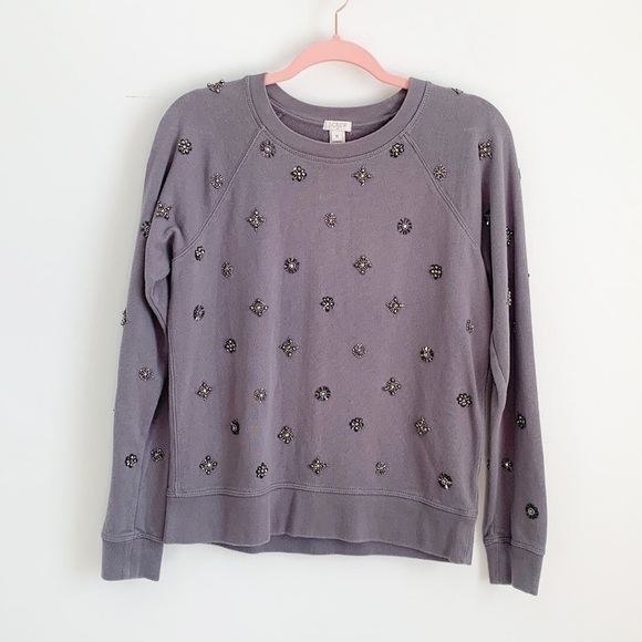 J. Crew Jeweled Sweatshirt - Picture 1 of 6